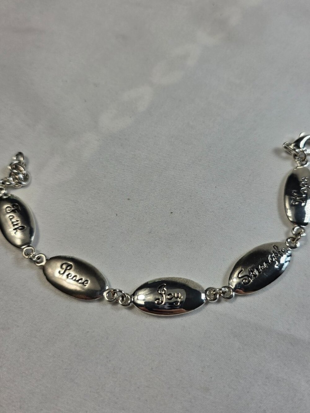 Inspired Expressions Reversible Word Bracelet Silver Tone Faith Hope Love NIB